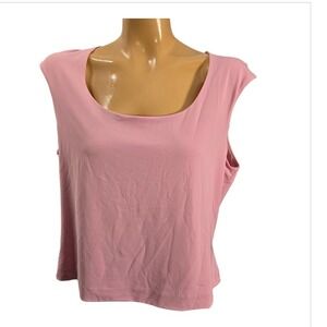 Ann Taylor Pink Sleeveless Scoop Neck Top Size Large Rayon‎ Polyester Spandex